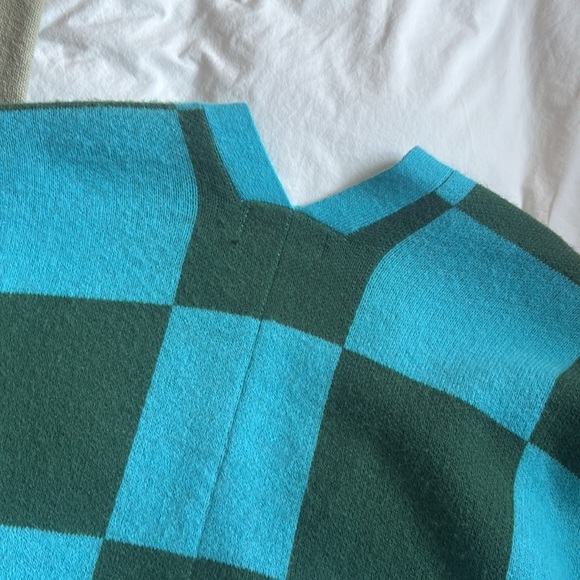Dress in Lala Blue and Green Checkered Cardigan - Picture 7 of 9